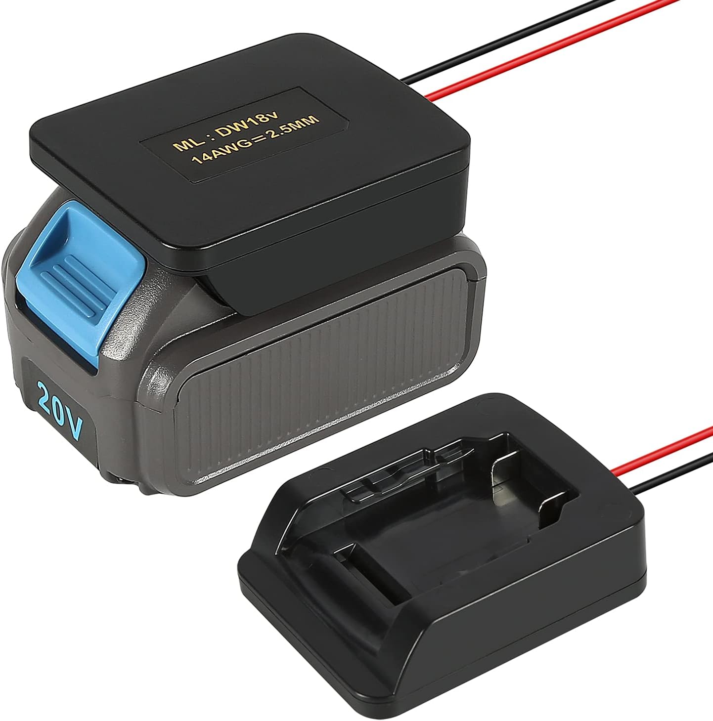 Ruzixt 7-70V 30A PWM DC Motor Speed Controller Switch Set with 30 Amp Fuse and Power Wheels Adapter Compatible with Dewalt 18V/20V Dock Power Connector 14 Gauge Robotics - - 