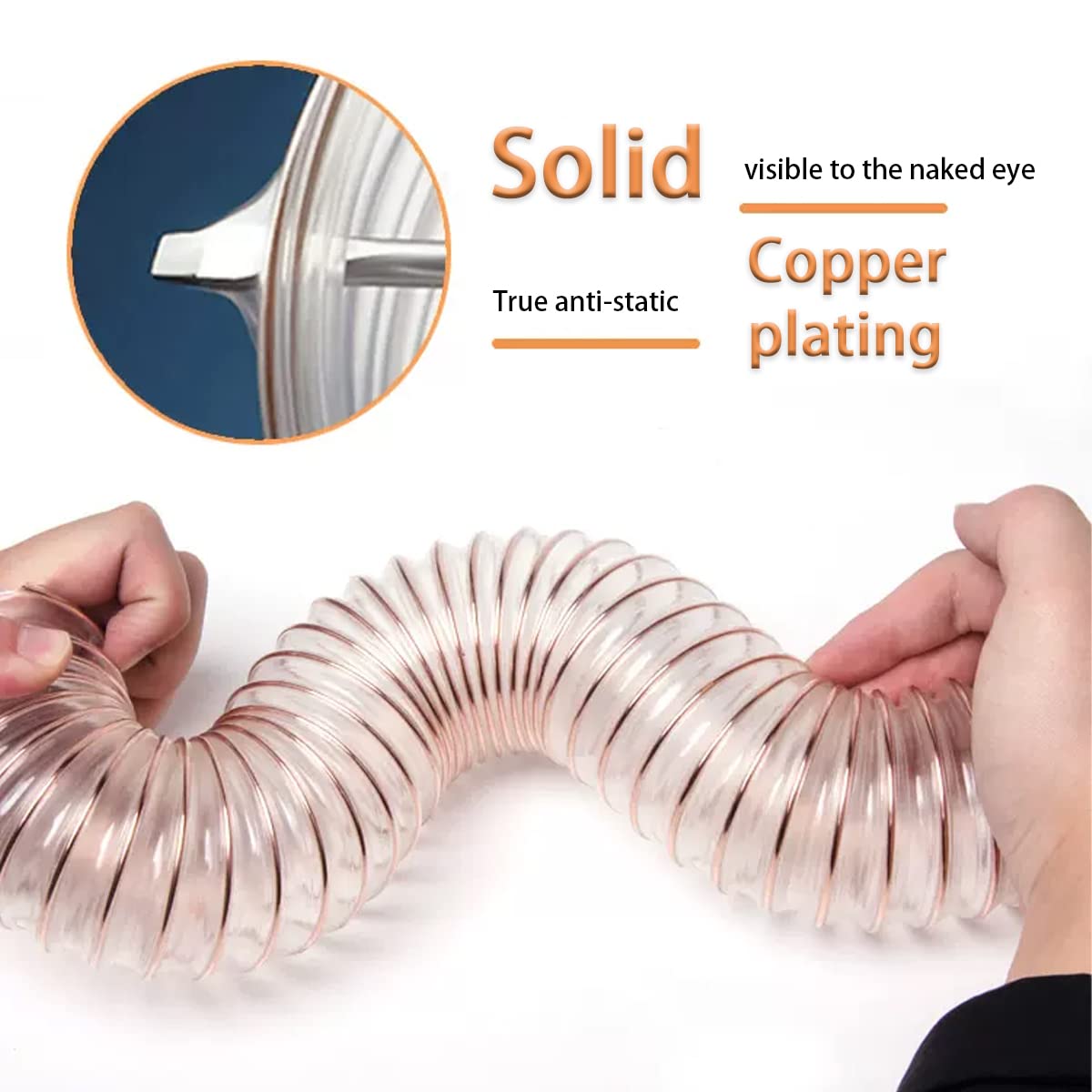 Manguera de Aire Flexible PVC con Alambre Acero. Disponible en Varios tamaños. Longitud: 1 Metro. Grosor Pared: 0,63 mm(90X0.63 Mm)
