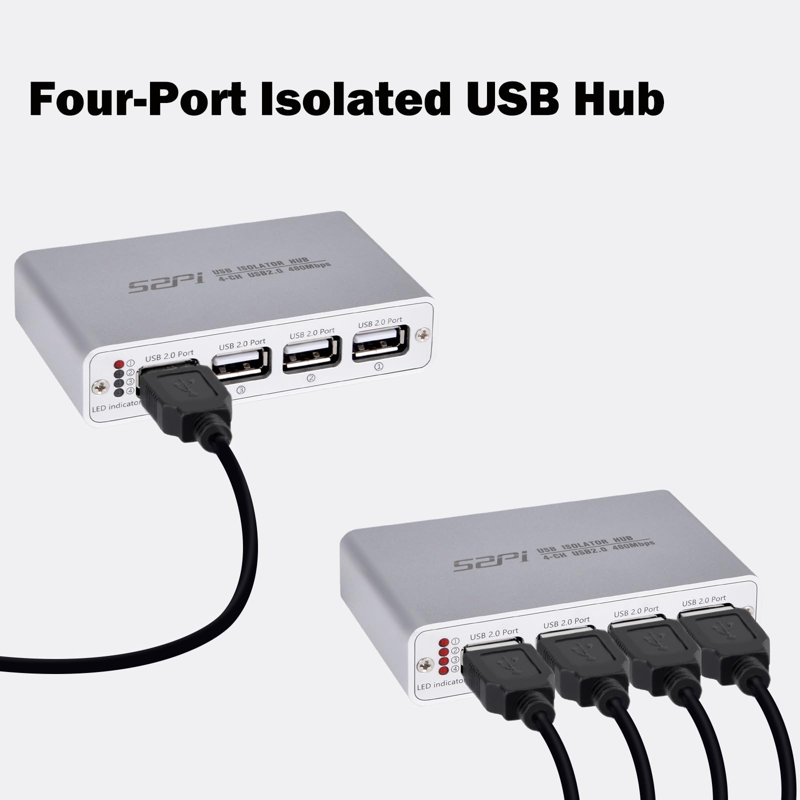 GeeekPi Digitaler USB-Isolations-Hub, 4-Port USB 2.0, High-Speed 480 Mbit/s, ADuM3165-Chip in Industriequalität, 3,75 kV RMS-Schutz, Bidirektionale Datenübertragung