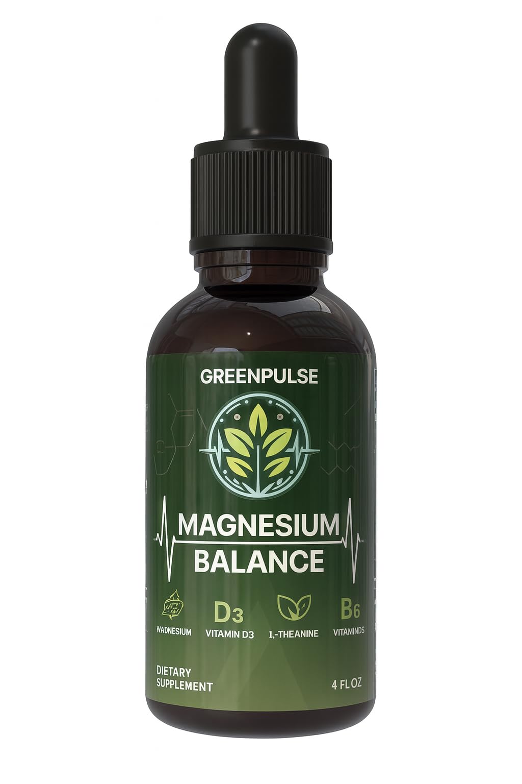 Magnesium Balance Liquid – Magnesium Glycinate & Citrate with L-Theanine, Chamomile, B6 & D3 – Fast-Absorbing Calm Support – 4 fl oz
