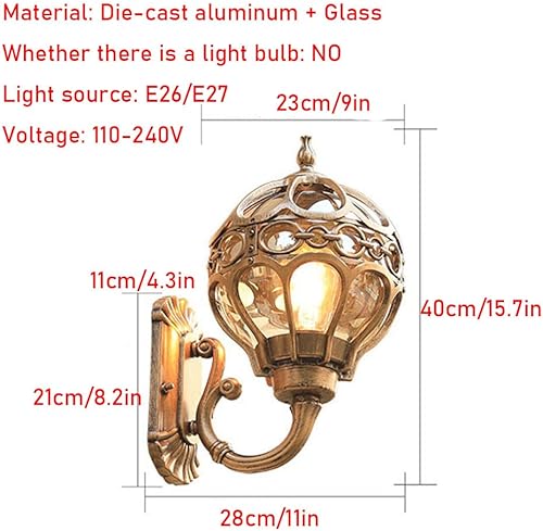Miniatura 5 de Farol de pared para exteriores, luz de aluminio impermeable E26 para exteriores, para casa, porche delantero, terraza y patio iluminación