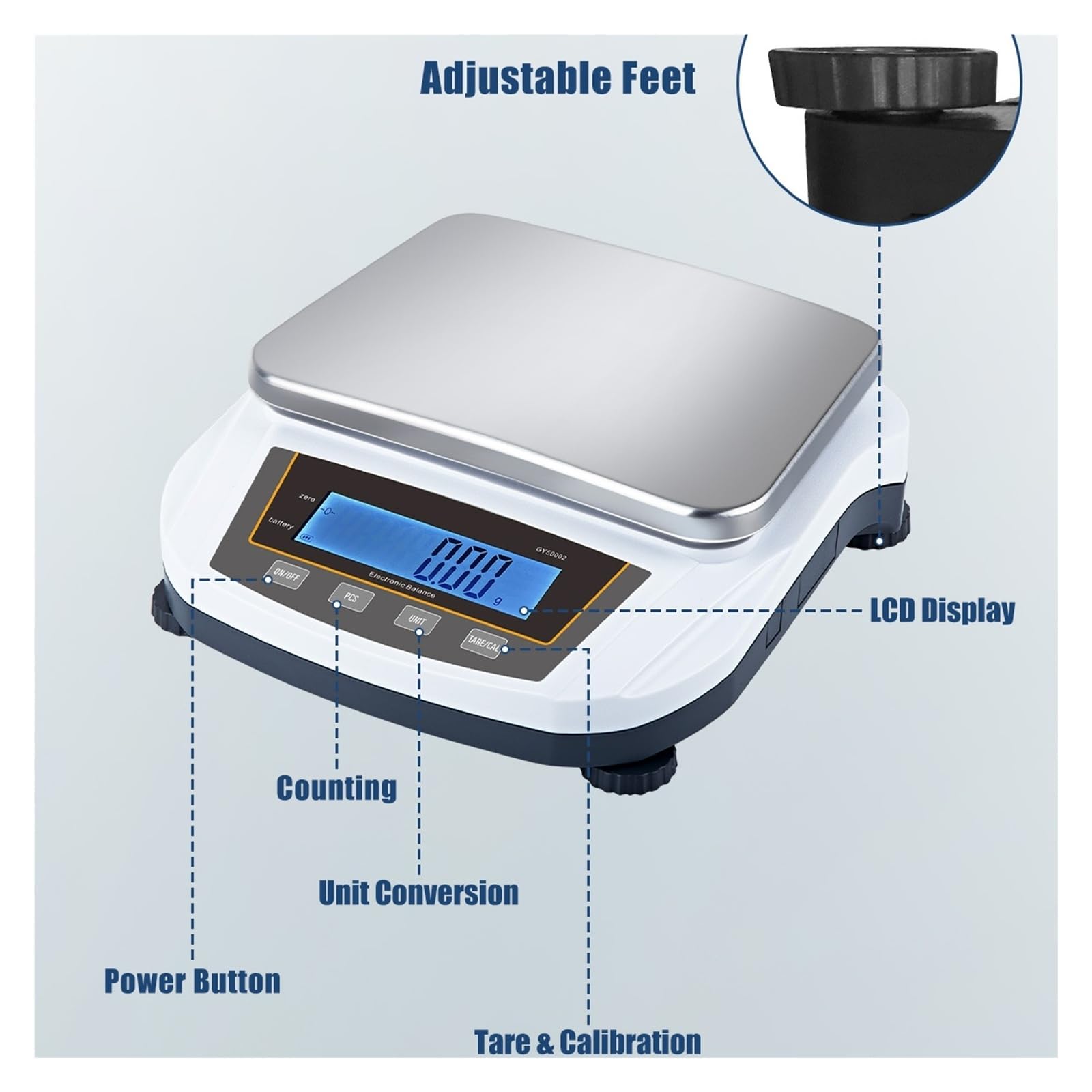 2 kg/5 kg Präzisions-Schmuckwaage 0,01 g Labor Digitale elektronische Analysewaage Küchenwaage Für mehrere Objekte(2000g 0.01g)