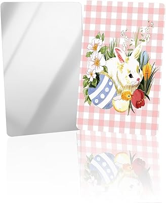 OComster Easter Bunny Compact Mirror Bulk 4 Pack Card Mirror, Spring Florals Pink Buffalo Check Small Compact Mirror for Purse, Rectangular Handheld Pocket Makeup Mirror