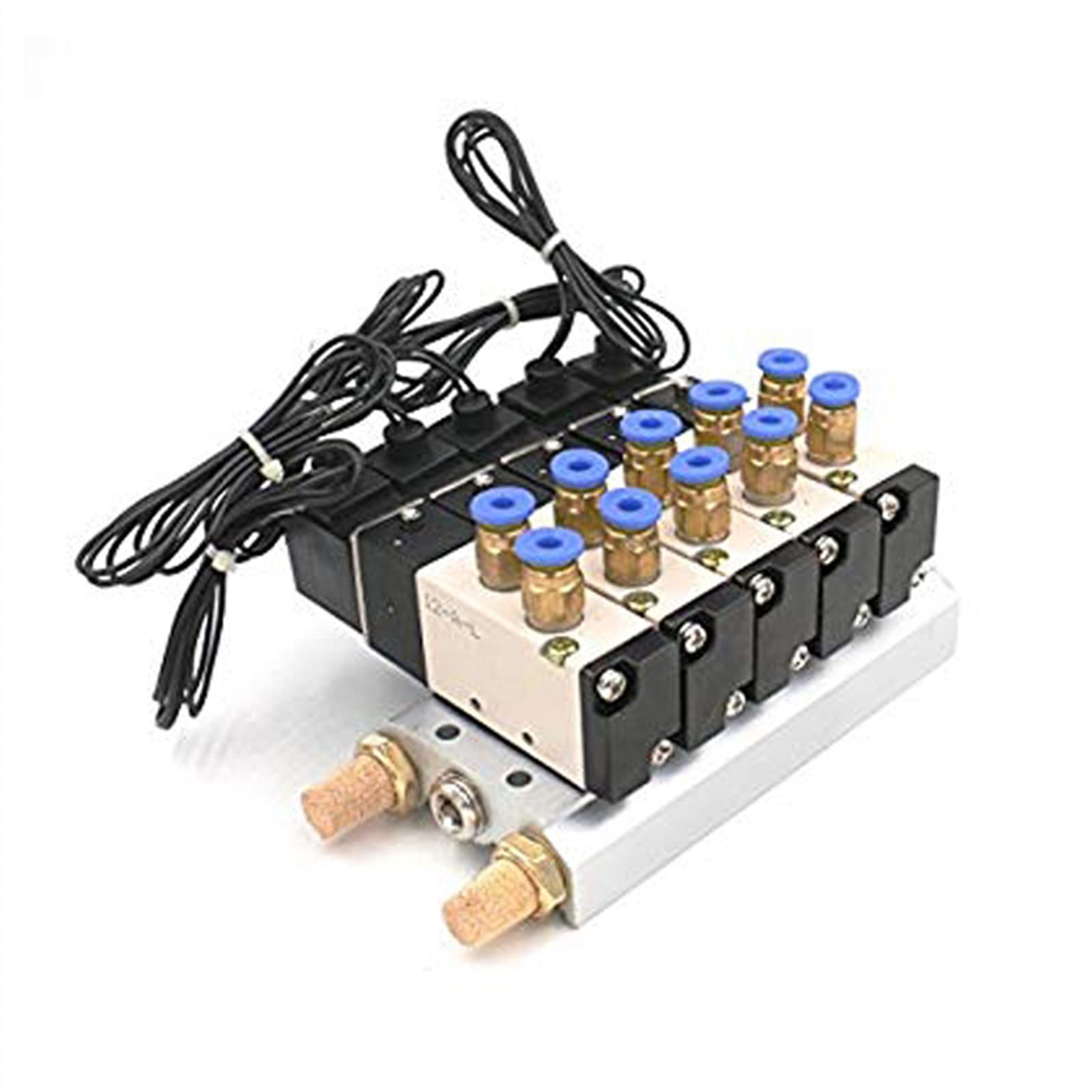 Pneumatyczny zawór elektromagnetyczny DC 12 V, 24 V, 5, 4 V110-06, 4 mm, 6 mm, 8 mm, 10 mm, 12 mm, zestaw podstawy szybkozłączki AC 110 V 220 V 4V110 06, 1 szt. (12 mm, DC12V)
