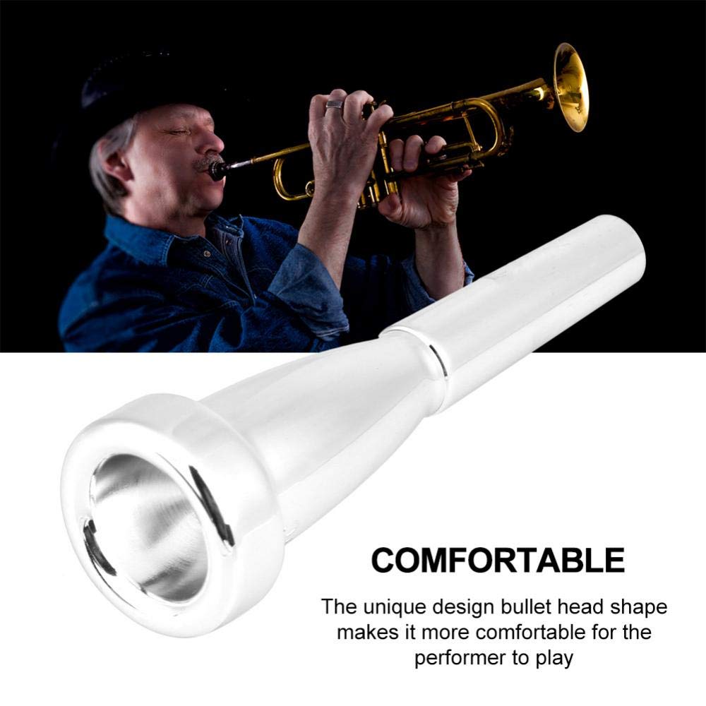 Bocchino Tromba in Ottone 3C, Accessori Strumenti Musicali, Design Argentato per Performances (Argento)