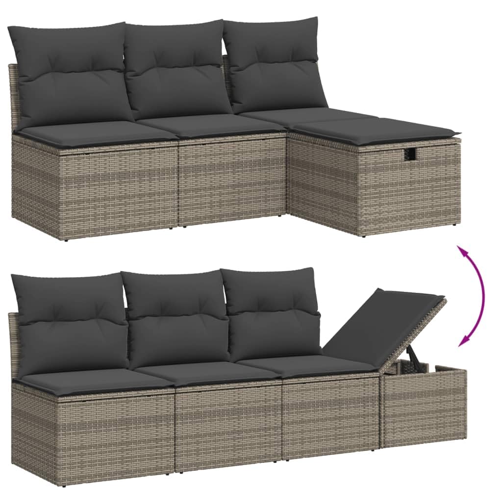 Salon de Jardin modulable en résine tressée Gris avec Coussins Amovibles 7 pièces pour terrasse Balcon Patio Espace détente Convivial