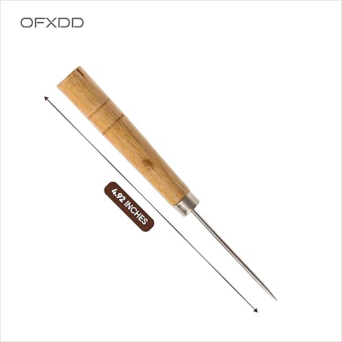 Miniatura 5 de Punzón rascador de cuero, herramienta de punzón de mango de bordado, punzón de madera para hacer libros, punzón de costura de madera