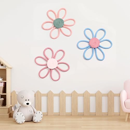 Miniatura 8 de Peryiter Decoración bohemia de guardería de 10 pulgadas para niña, decoración de margaritas tejidas en macramé, decoración bohemia para pared,