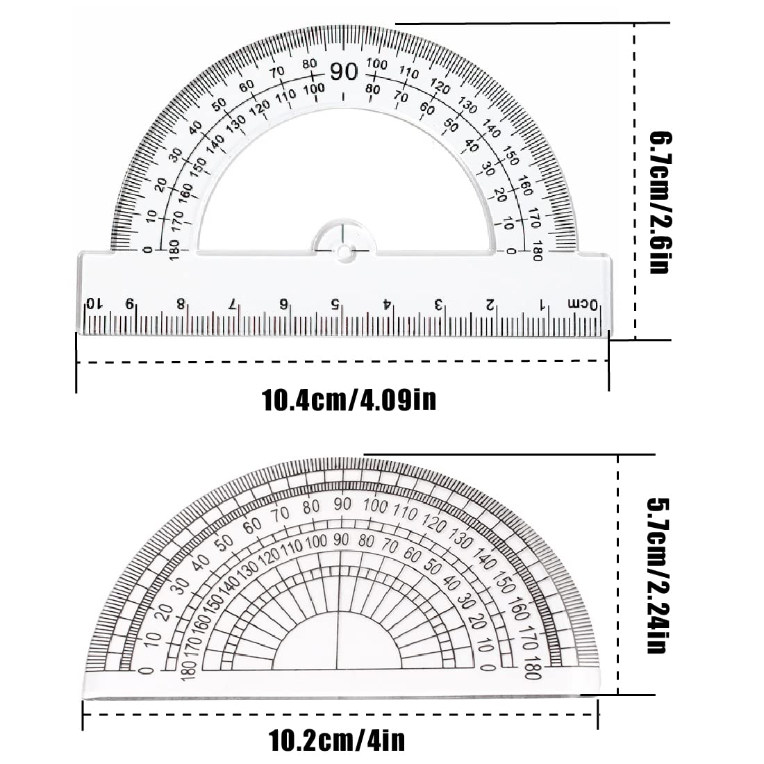 SULIUDAJI 3 pezzi Goniometro Plastica, Goniometro 180 Gradi Protractor Plastic Protractor Protractor 180 Goniometro Geometrico