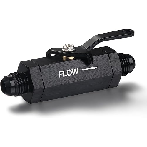 Podavelle 6AN Male Flare Inline Fuel Shut Off Valve with Cable Lever Aluminum Black