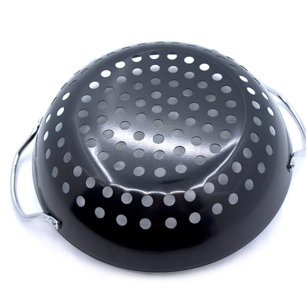 SUPVOX Piastra per Barbecue Rotonda in Acciaio con Foro, Padella Antiaderente per Grigliare Carne e Pesce, Facile da Pulire, per Uso Domestico e All'aperto
