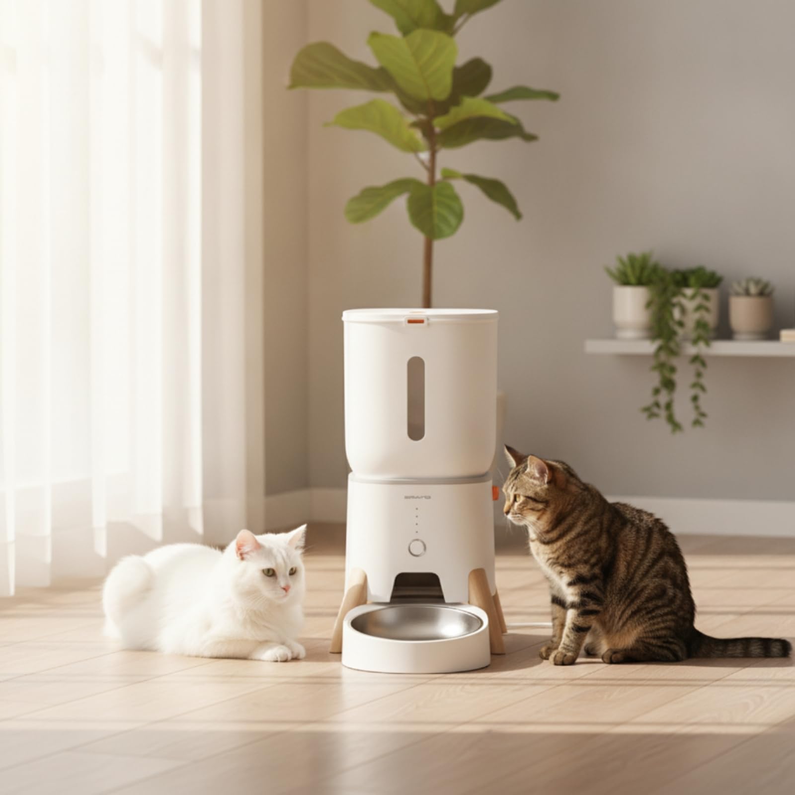 Mangiatoia Intelligente con Ciotola Automatico Mangiatoia Automatica Igienico Distributore di Cibo con Ciotole per