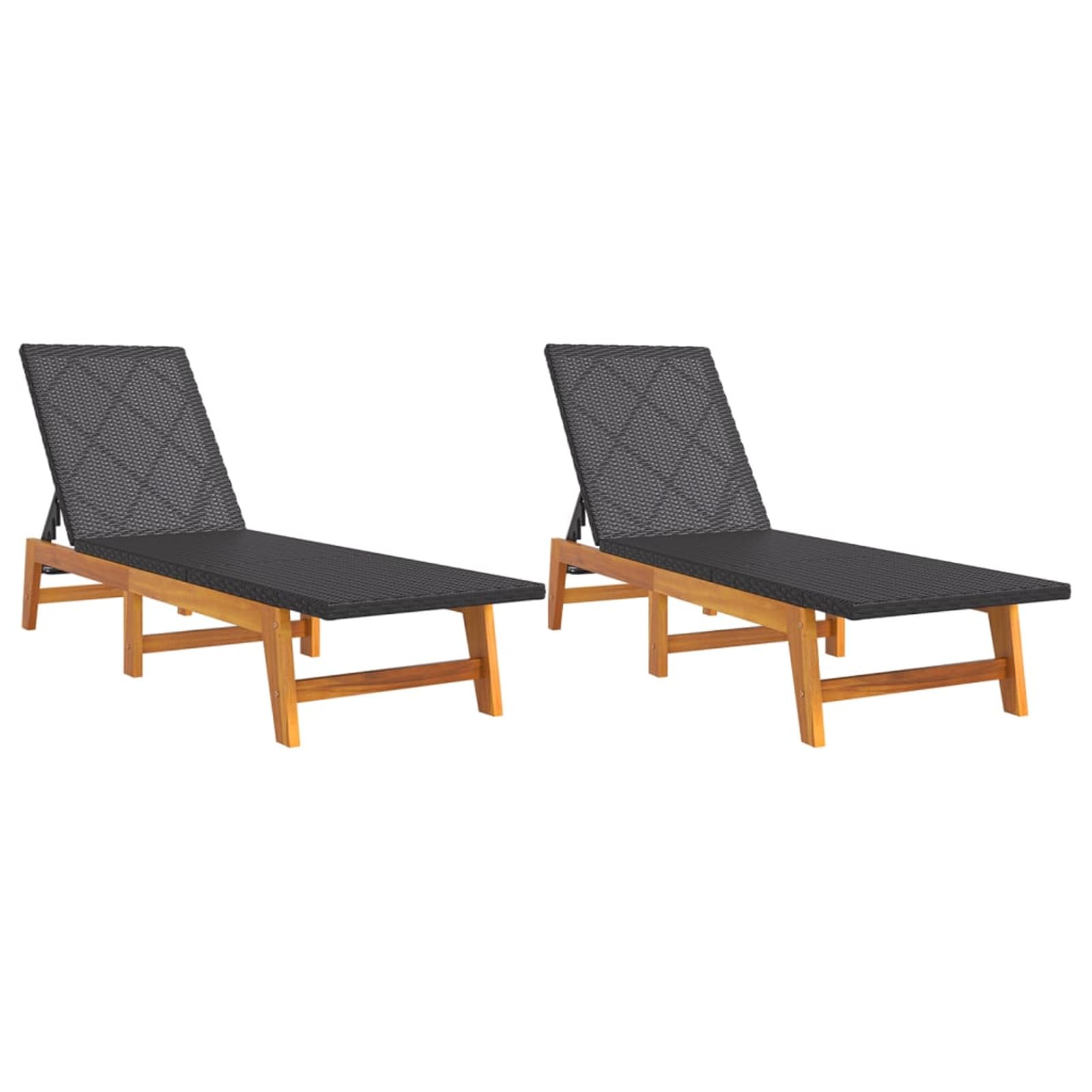 Tumbonas 2 uds ratán y Madera Maciza Acacia marrón y Negro, Tumbonas Jardin Exterior, Tumbona Piscina, Sun Lounger, Tumbonas De Jardin, Cama Jardin Exterior, Tumbona De Playa