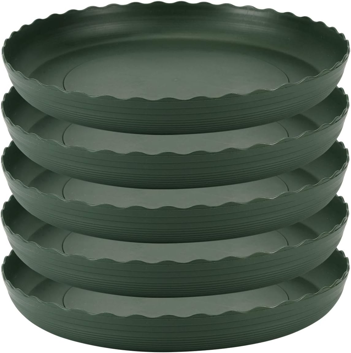 TITE Plant Saucer 10 inch Drip Trays Dark Green Plastic Tray Saucers Indoor Outdoor Flower Pot Round (10 in x 5 Pack)