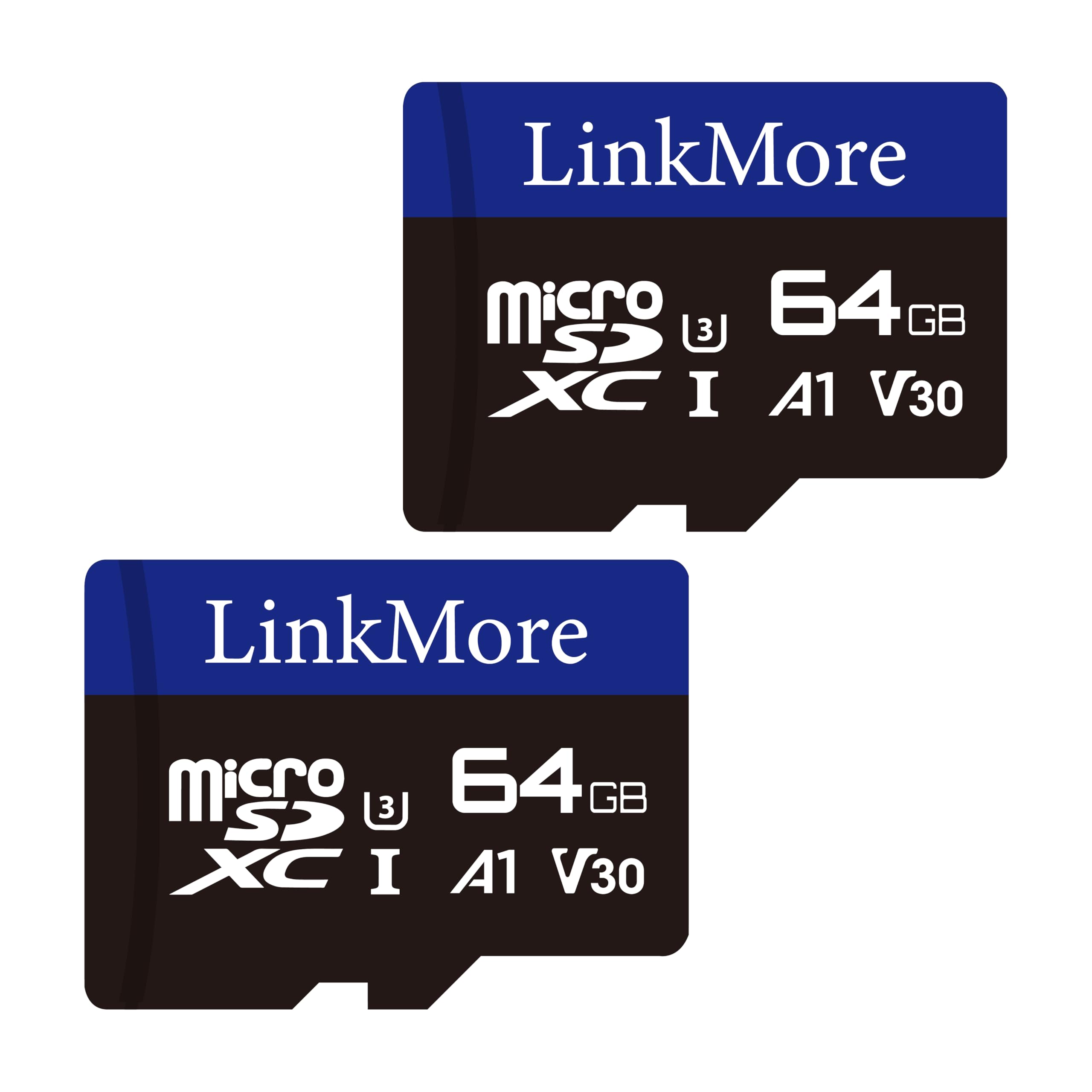LinkMore 64GB (2-Pack) Micro SD Card, XV13 microSDXC, A1 U3 V30, 95MB/s