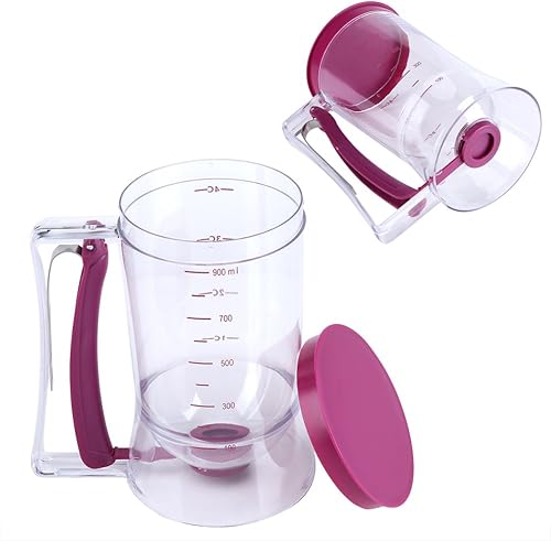 Miniatura 5 de Dispensador de masa, 30.4 fl oz manual para magdalenas, panqueques, herramienta para hornear con etiqueta medidora, para uso doméstico y cocina