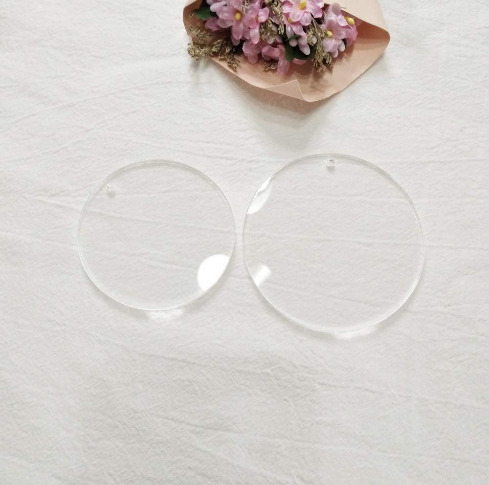 15PCS Round Acrylic Clear Keychain Blanks, Acrylic Round Circle with Hole 1/8 Inch Thick (Clear, 4.5")