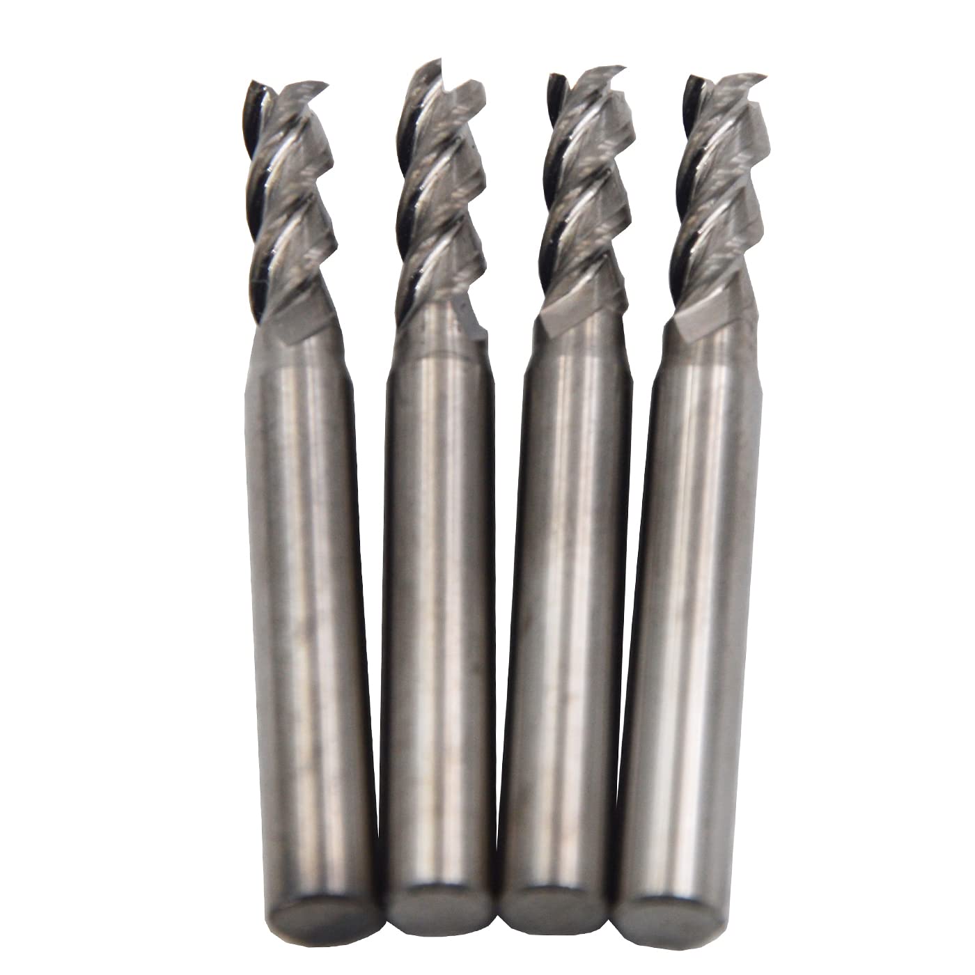 4Pcs/Lot,Micro Flat Square End Mill;UnCoated;Three Flute;Solid Tungsten Carbide CNC Router Bit for Aluminum Brass Bronze(4mm Mill Dia+20mm Cut Lg+4mm SHK+100mmOAL)