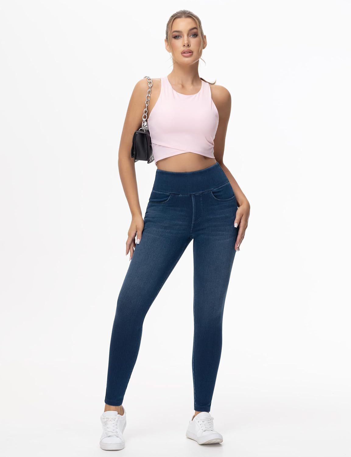 Dragon Fit Women's Stretchy Jeggings with Pockets High Waisted Skinny Jeans Pants Tummy Control Jean Leggings - Image 5