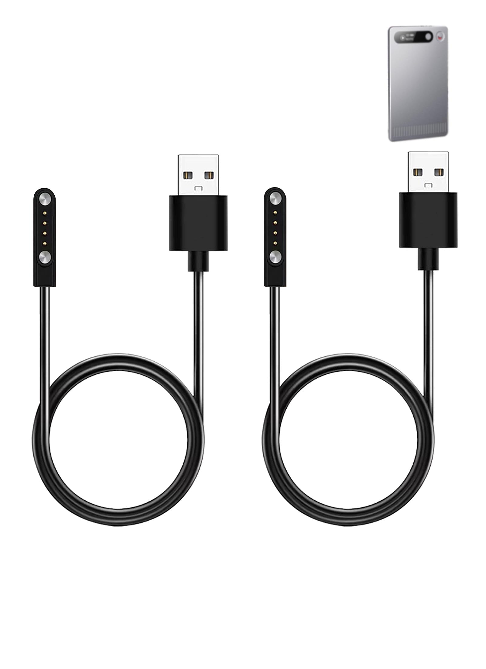 WUNIAK Charging Cable for Note Pro AI Voice Recorder, Magnetic USB Charging Cable USB Flexible Accessories，(2 Pack)