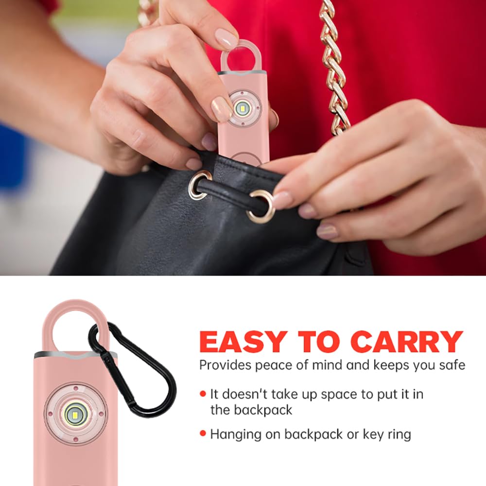 Alarma de seguridad personal recargable, llavero de 130 dB con luz intermitente SOS, peso ligero de 28 g, más de 500 días de espera, alerta fuerte para niñas, niños, ancianos (azul)