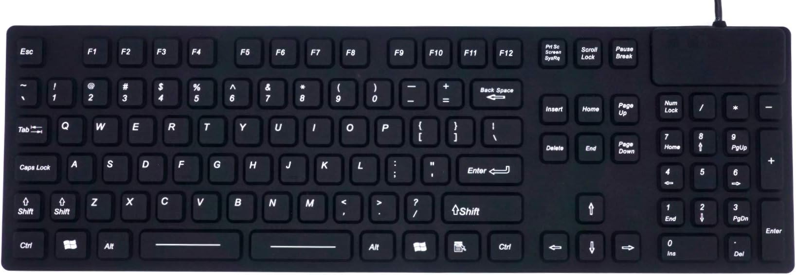 IKB105 Industrial Full-Size IP68 Waterproof Keyboard, Disinfectable USB Keyboard for Medical and Industrial Workstations