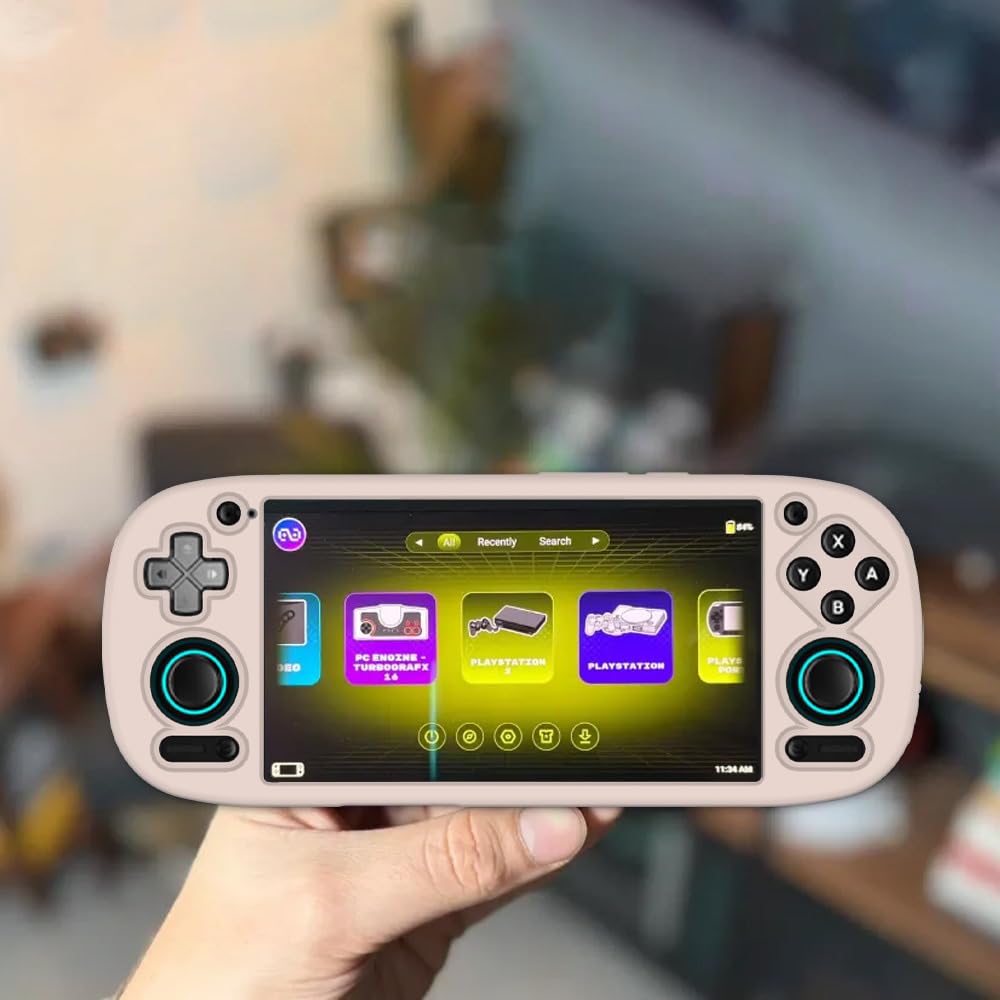 Pidynx Zestaw ochronny 3 w 1 do Retroid Pocket 5 – silikonowe etui + osłona ekranu ze szkła hartowanego (2 szt.) + futerał do przenoszenia na ręczną konsolę do gier RP5 (szary)