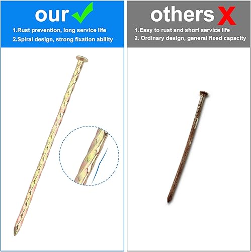 Miniatura 4 de 100 estacas de jardín galvanizadas de metal en espiral de 6 pulgadas, estacas de jardín de metal galvanizado no óxido, clavos de jardín para césped