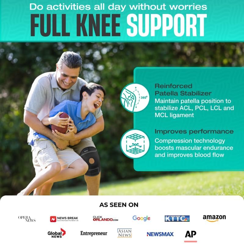 Miniatura 4 de Modvel Rodillera ELITE con estabilizadores laterales y almohadillas de gel para rótula para un máximo apoyo al dolor de rodilla y recuperación