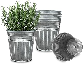 vensovo 6 Inch Silver Metal Rustic Flower Pots - 6Pcs Galvanized Planter...