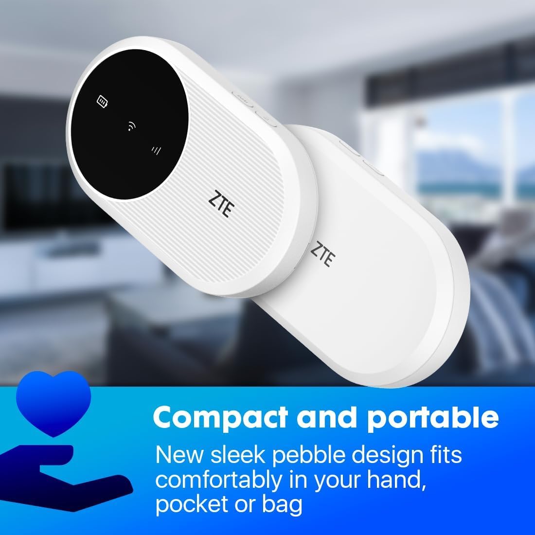 ZTE U10, Wi-FI 6/4G LTE Mobile Wi-FI, Point d'accès Portable débloqué à Faible coût, se connecte à 32 appareils, Batterie 2000 mAh, antenne intégrée pour des Vitesses améliorées,