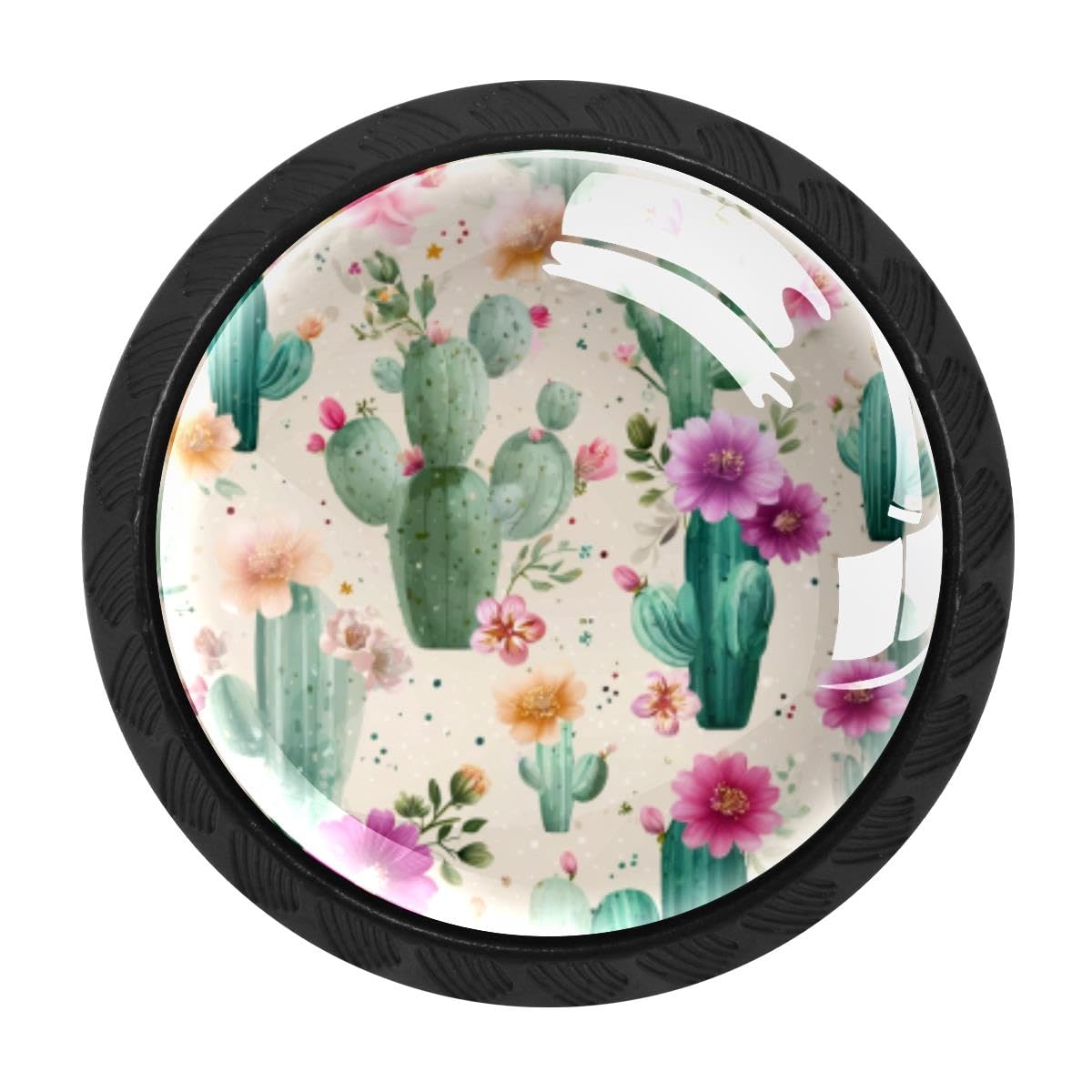 4 PCS Kitchen Cabinet Knobs, Cactus Floral Drawer Knobs Dresser Handles