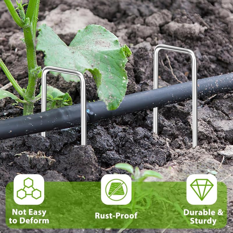 Picchetti per Telo Pacciamatura Mucchio di Terreno Pesante 50-100 Pezzi 10-15CM Graffette da Giardino zincate Paesaggio U Palo Decorazione Esterna Weed Barrie(100pcs,15X4CM)