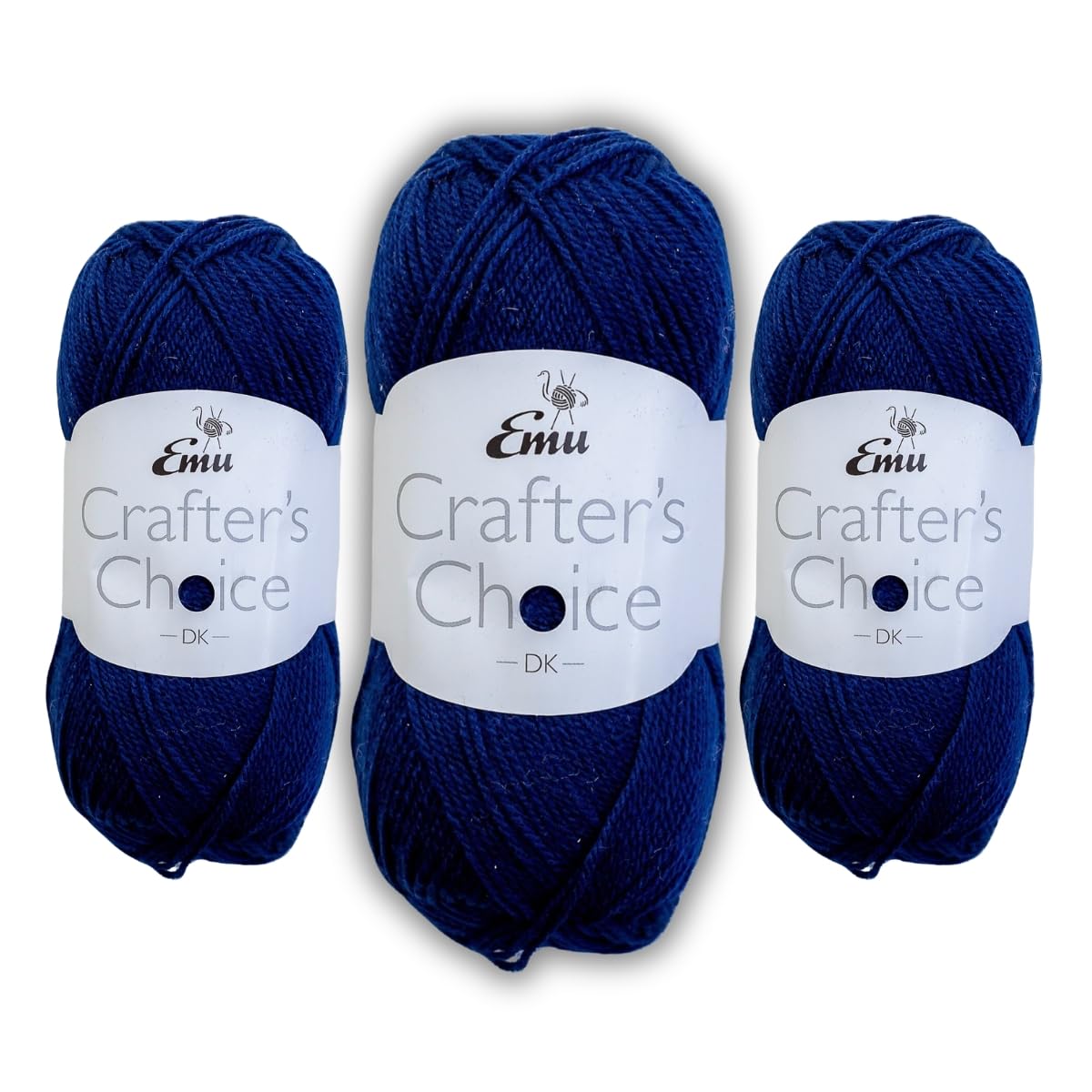 Emu Crafter's Choice DK Everyday Acrylic Yarn 100g Balls 300m, Pack of 3, Navy - 013