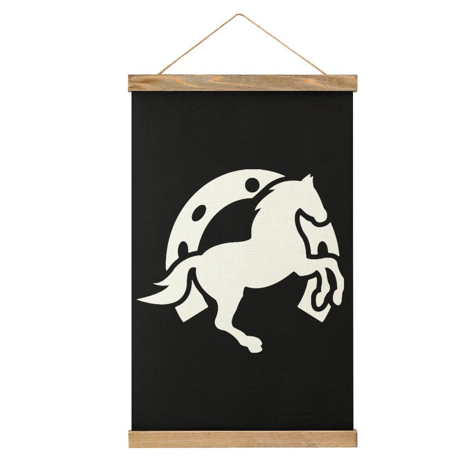 CGSBNGHA Horseshoe Horse Wall Art Prints Linen Hanging Painting Scroll Paintings Pictures Decor for Home