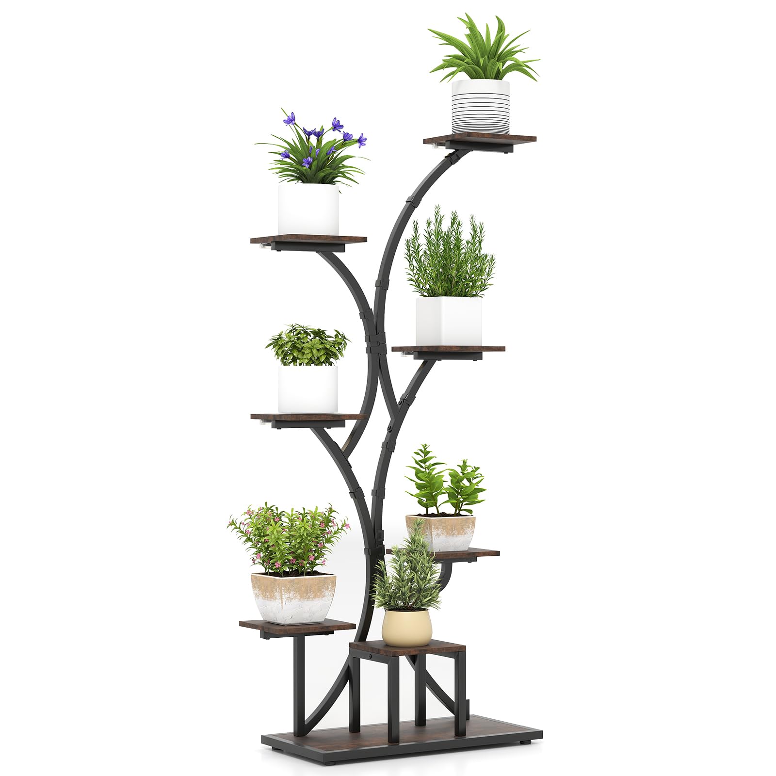 HOMASIS Soporte de Plantas con Luces de Crecimiento Ajustables y Temporizador, Estantería Alta de 8 Niveles, para Decorar, Oficina, Hogar, Esquina (146CM)