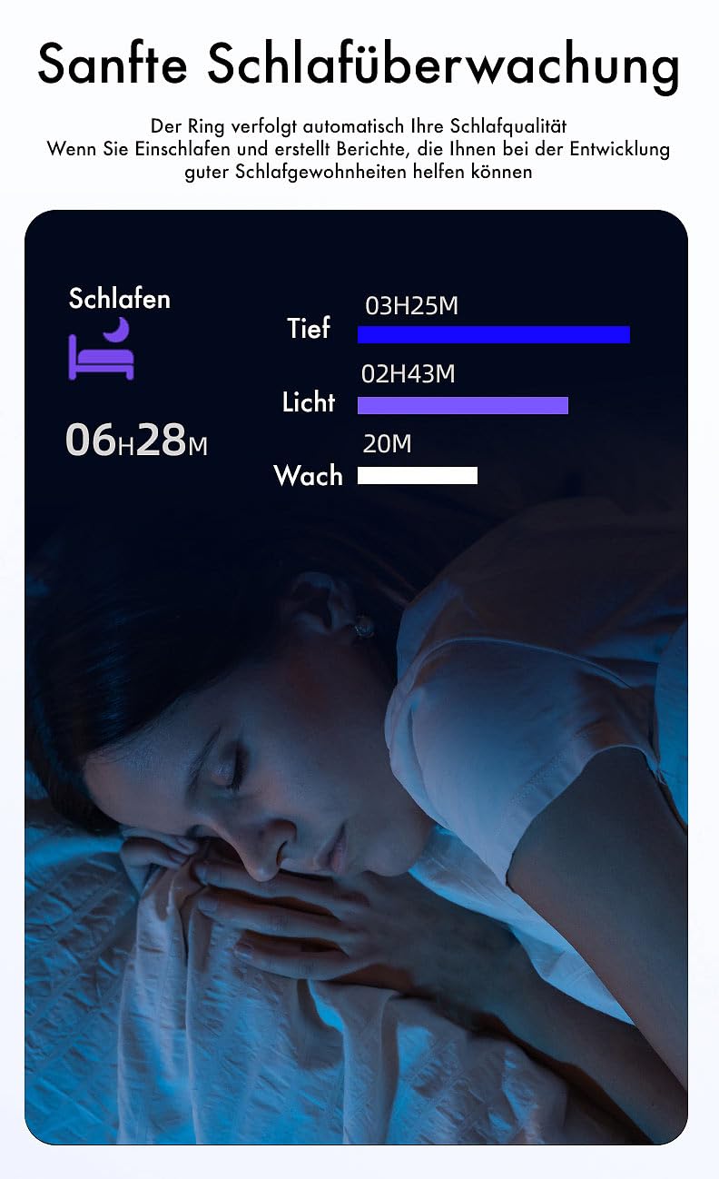 Newgen Medicals Smart Ring: Fitnesstracker-Ring, Sp02, Herzfrequenz, Schlafanalyse, Silber, Gr. 65 (Fitness-Tracker-Smart, Gesundheitsmonitor, Gr)