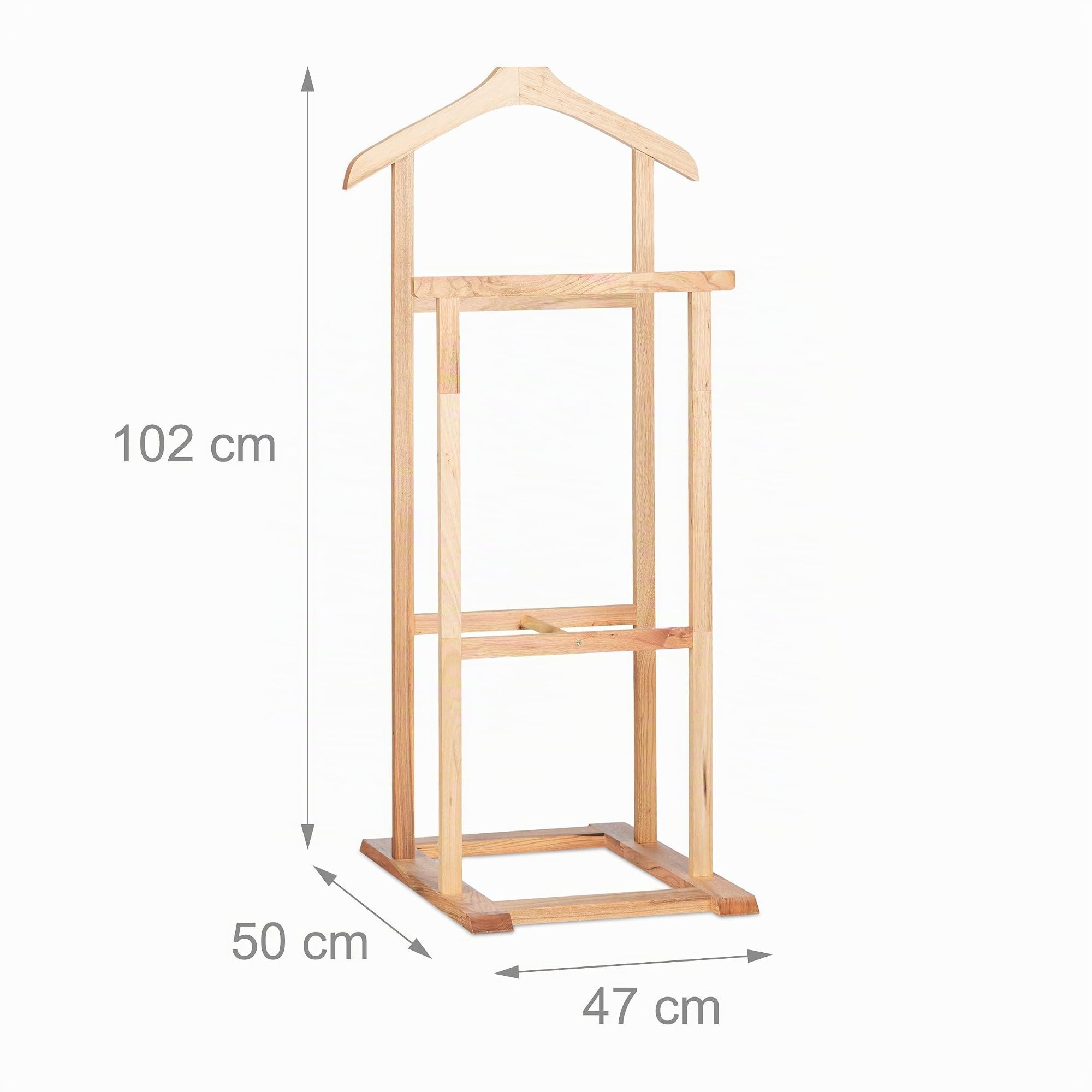 Relaxdays Valet de chambre en bois de noyer porte-vêtements sur pied pantalon valet nuit HxlxP: 102 x 47 x 50 cm, nature