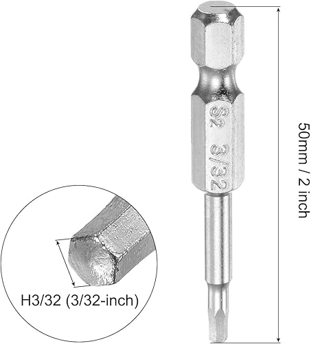 Miniatura 2 de uxcell Broca de destornillador de cabeza hexagonal magnética de 332 pulgadas, vástago hexagonal de 14 de pulgada de longitud de 2 pulgadas,