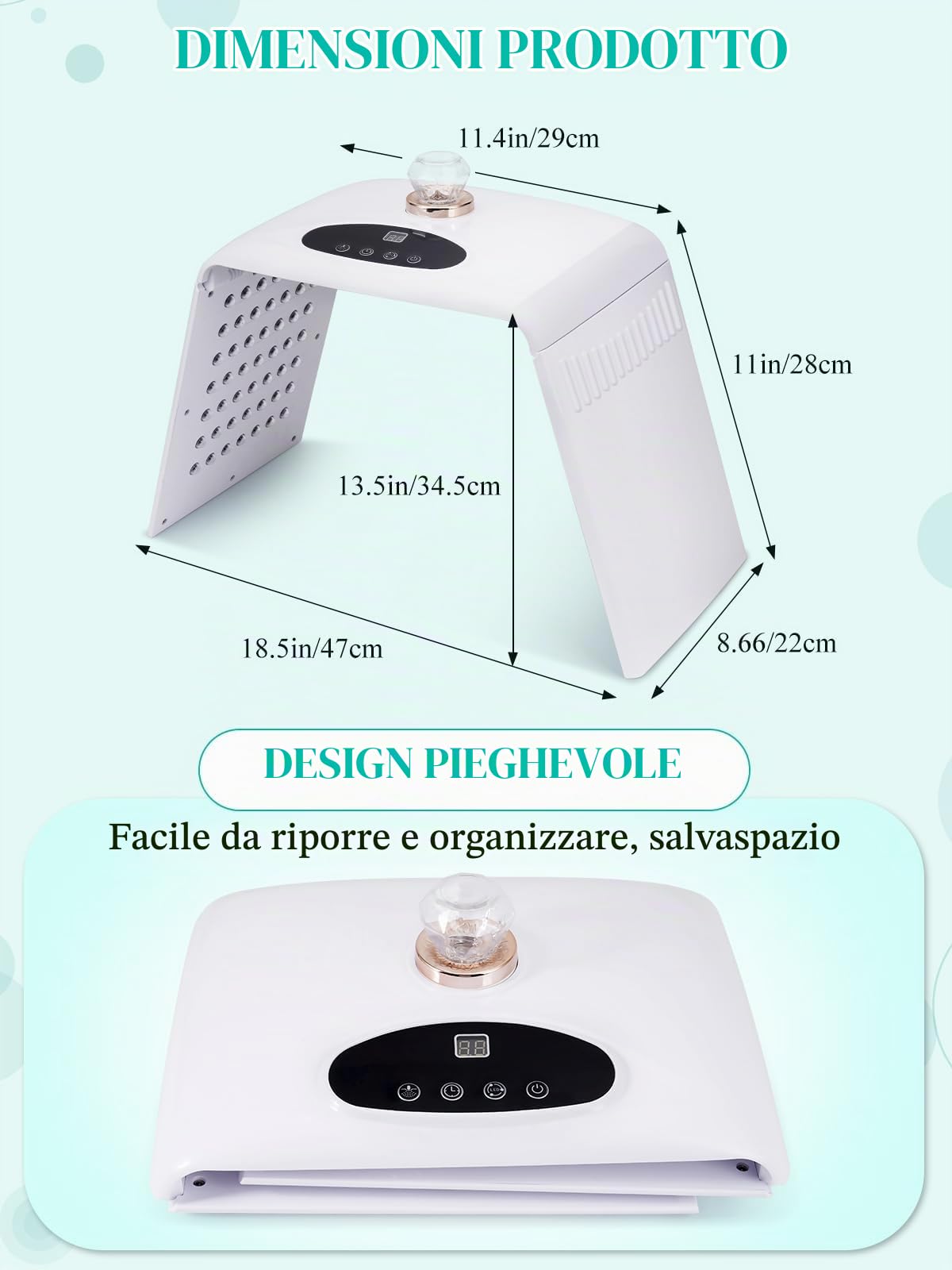 Yokilly Maschera Led Viso: Funzione Spray Maschera Viso Macchina - Design Della Piega Maschere Per Il Viso Red Light - 7 Colori LED Mask