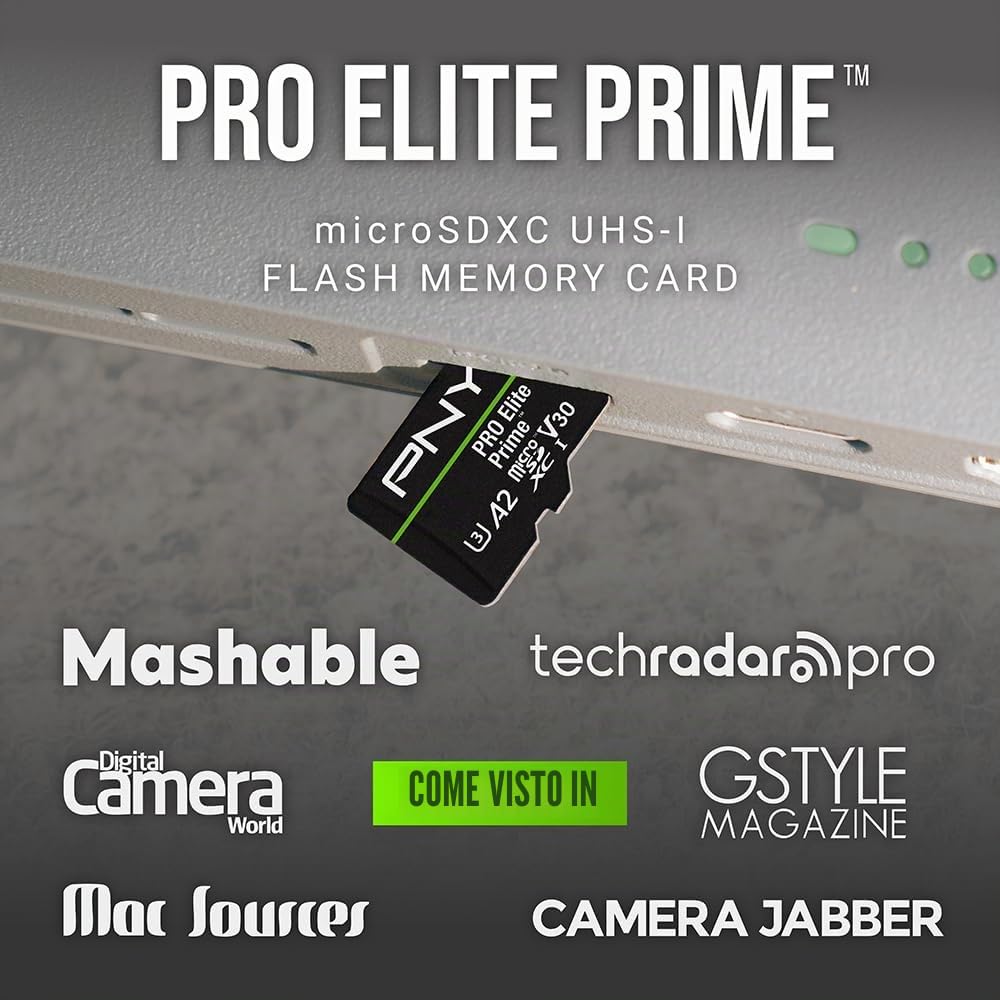 PNY 512GB PRO Elite Prime C10 U3 V30 A2 microSDXC Scheda di Memoria Flash