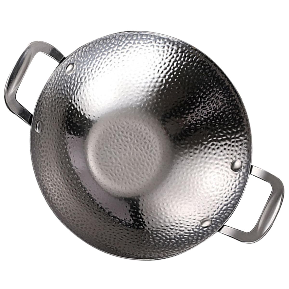 Wok inoxydable double poignée 23 cm casserole coréenne marmite camping