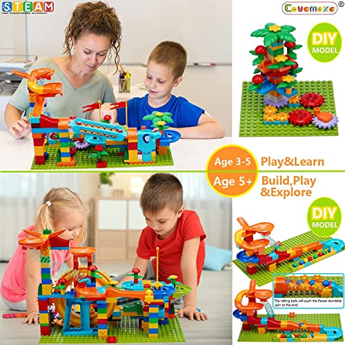 Couomoxa Marble Run Building Blocks Compatible With Classic Large Blocks Stem Toy Diy Build&Play Luxury Building Set Kids Gift For Boys Girls Age 5 6 7 8+ (Upgrade Waterwheel Piano Roller Coaster ) #TOP3