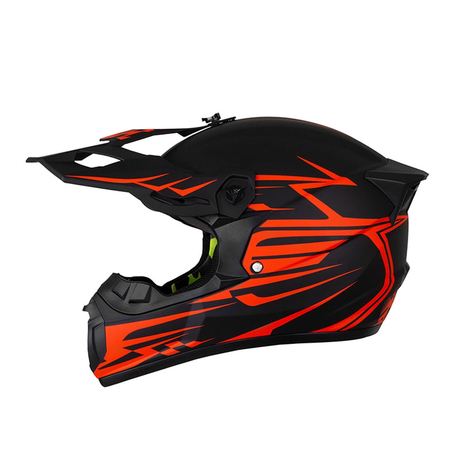 Kinder Motorradhelm Downhill Set - Leichter Vollvisierhelm mit stylischem Heckflügel-Design, Belüftung + Brille+Handschuhe für Jungen/Mädchen (MTB/BMX/Enduro)(As red,S(52~53cm))