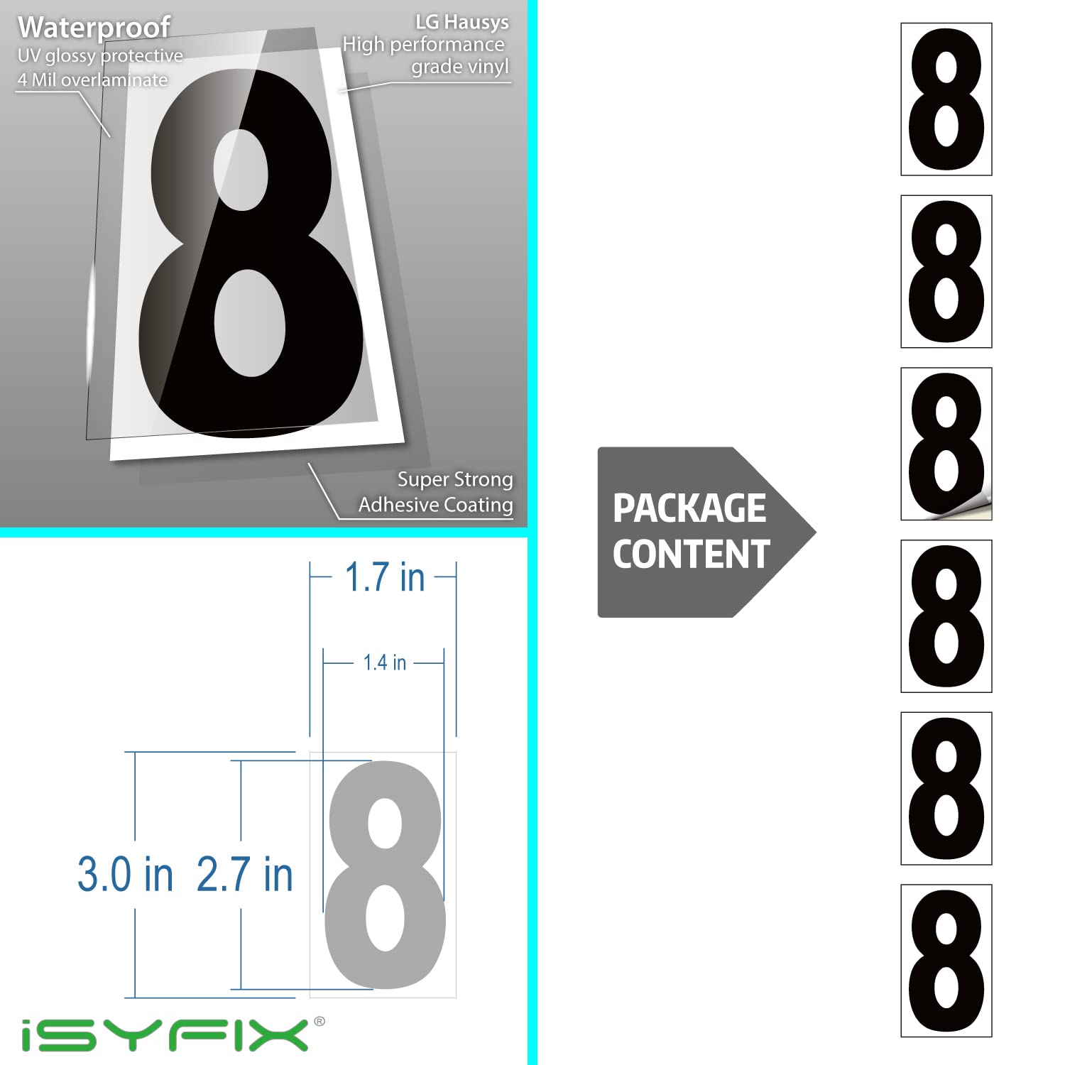 Autocollants Vinyle Chiffres Noirs 1 à 20 - Choix De La Taille (1 à 8), Neuf, Fabrication USA, Pour Décoration Personnalisée