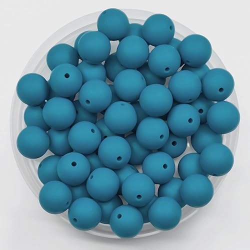 Miniatura 1 de 60 cuentas redondas de silicona de goma de 0.591in a granel, cuentas sueltas a granel, hermoso kit de fabricación para llaveros, borlas, collares,