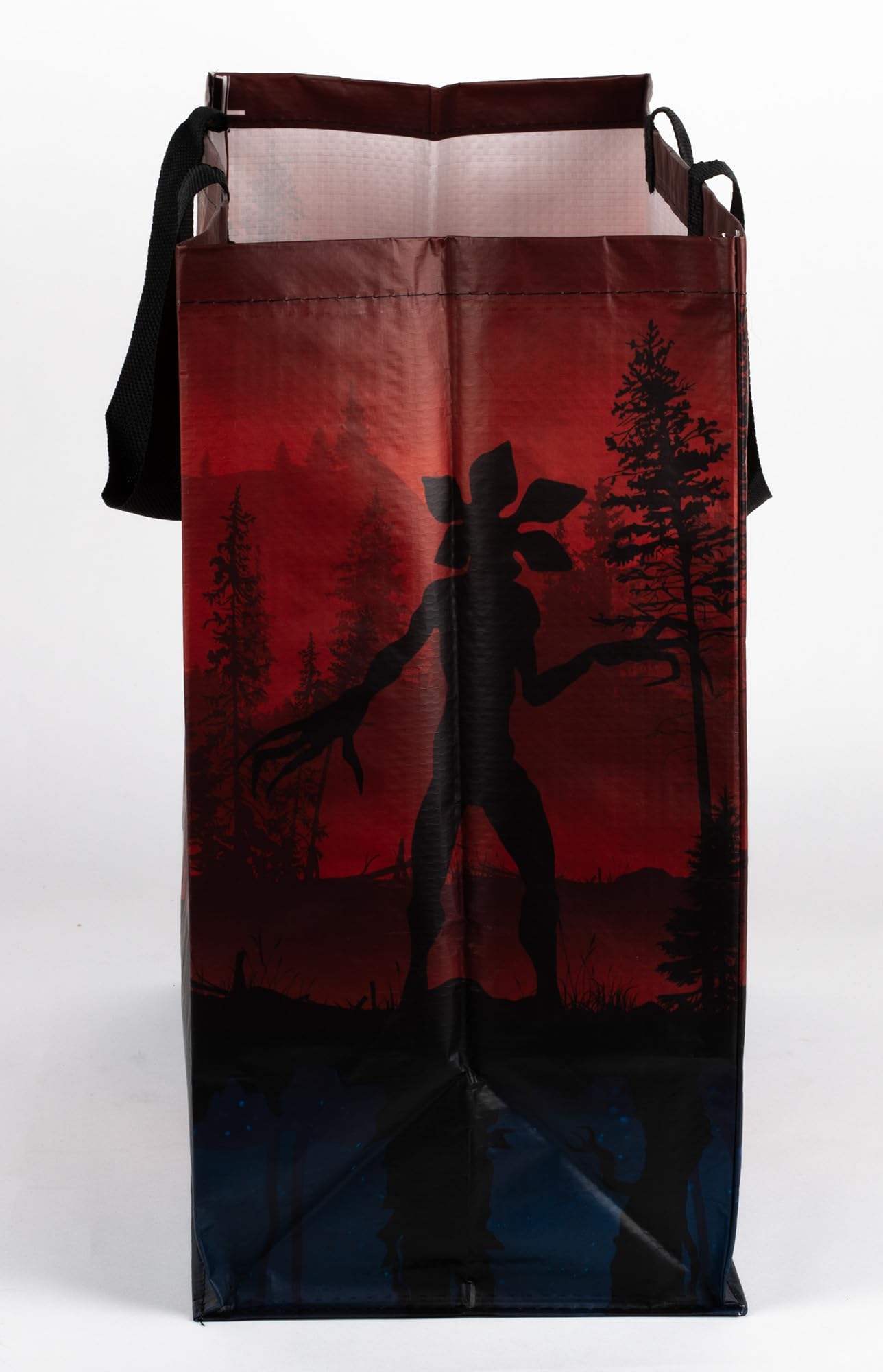 Konix Stranger Things torba na zakupy – rozmiar M 40 x 45 x 20 cm – materiał z recyklingu – motyw Upside Down – czarna, czerwona i niebieska, stranger things