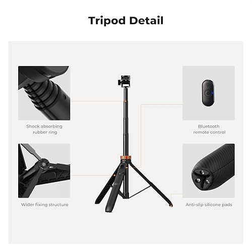 Miniatura 6 de K&F Concept Trípode para selfie stick de 62 pulgadas, soporte ligero 2 en 1 para teléfono celular y soporte para cámara con control remoto,