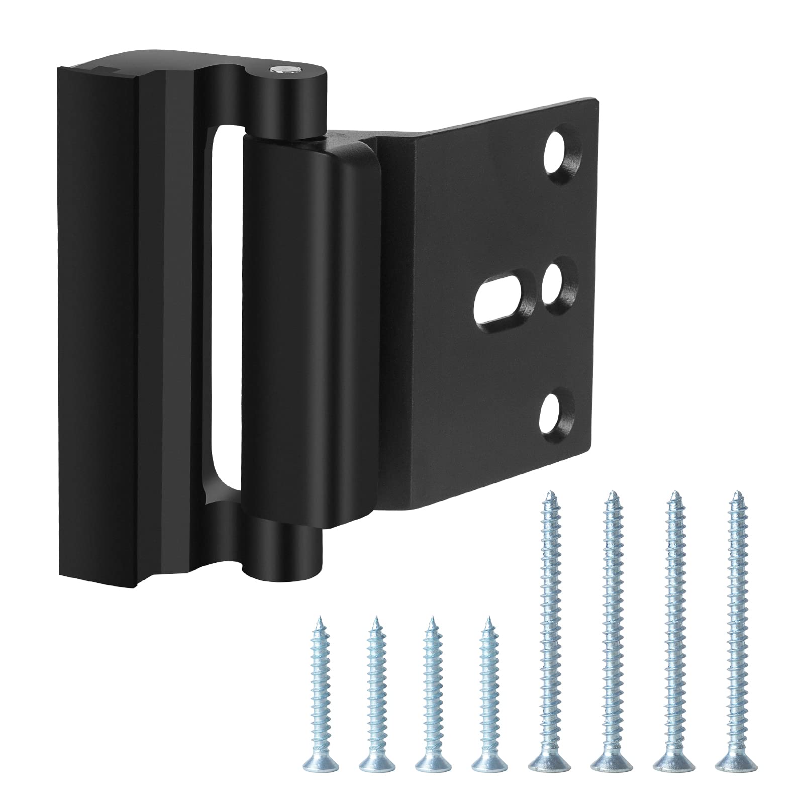 Cerradura de puerta de seguridad para el hogar, cerradura de refuerzo de puerta a prueba de niños con 8 tornillos, tope de 3 pulgadas, soporta 800 libras para puerta oscilante hacia adentro,