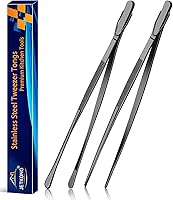 Vista 10 de JETKONG 2 pinzas finas de acero inoxidable de 16 pulgadas extra largas, pinzas de cocina largas para cocinar (arcoíris)
